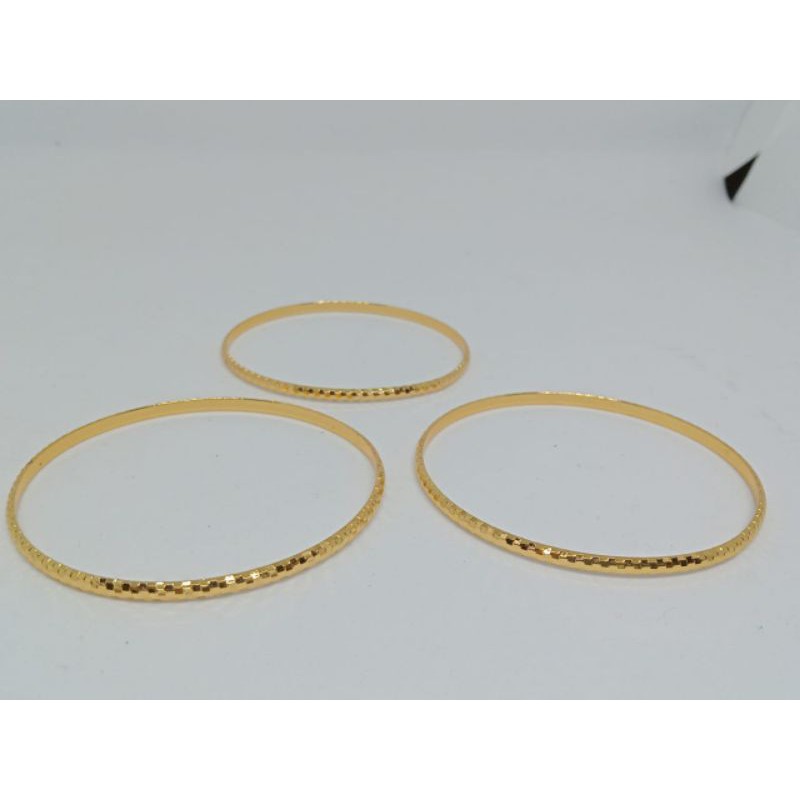 Sdrj02. tiga(3) PC gelang keroncong xuping wanita lapis emas ukuran 6,2 cm