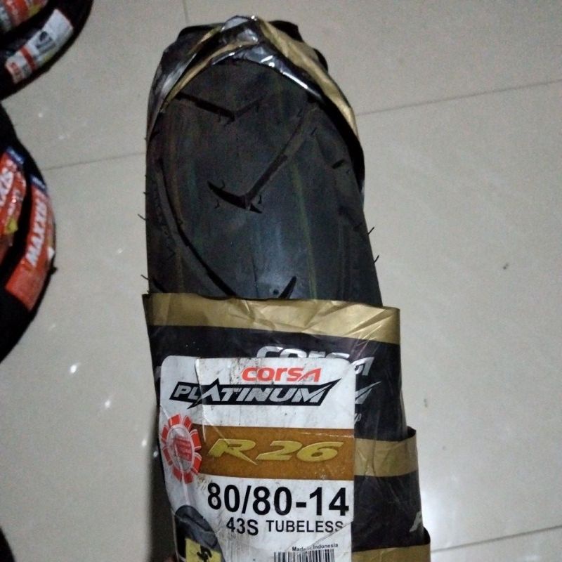 BAN CORSA R26 80/80 Ring 14 Tubeless - Ban Luar Tubles Motor Matic R 26 80 80 Ring14 Tubless