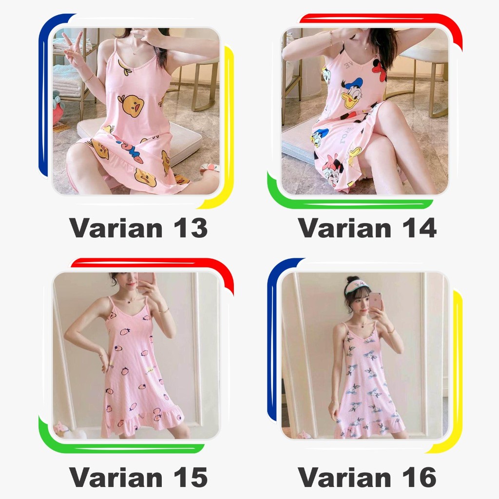 Gobra ♕ PW062 Part 2 Piyama Baju Tidur Wanita Women Tebal Motif Busa Cup Lucu Imut Import COD