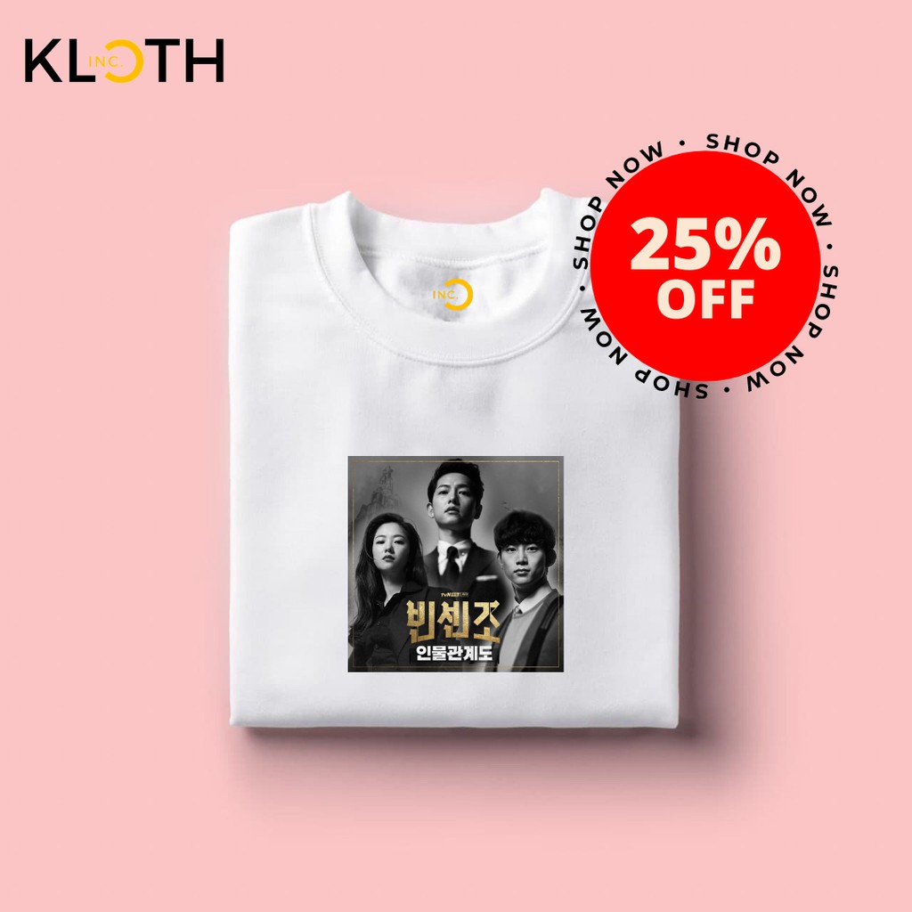 Kaos Drakor Vincenzo Taecyeon Song Joong Ki Cotton Combed 24s Bisa Upgrade Lengan Panjang