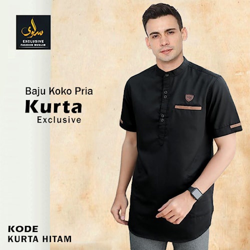 Baju Koko Kurta Pakistan Pria Dewasa Lengan Pendek Warna Putih Bordir Bahan Katun Toyobo Premium Mod