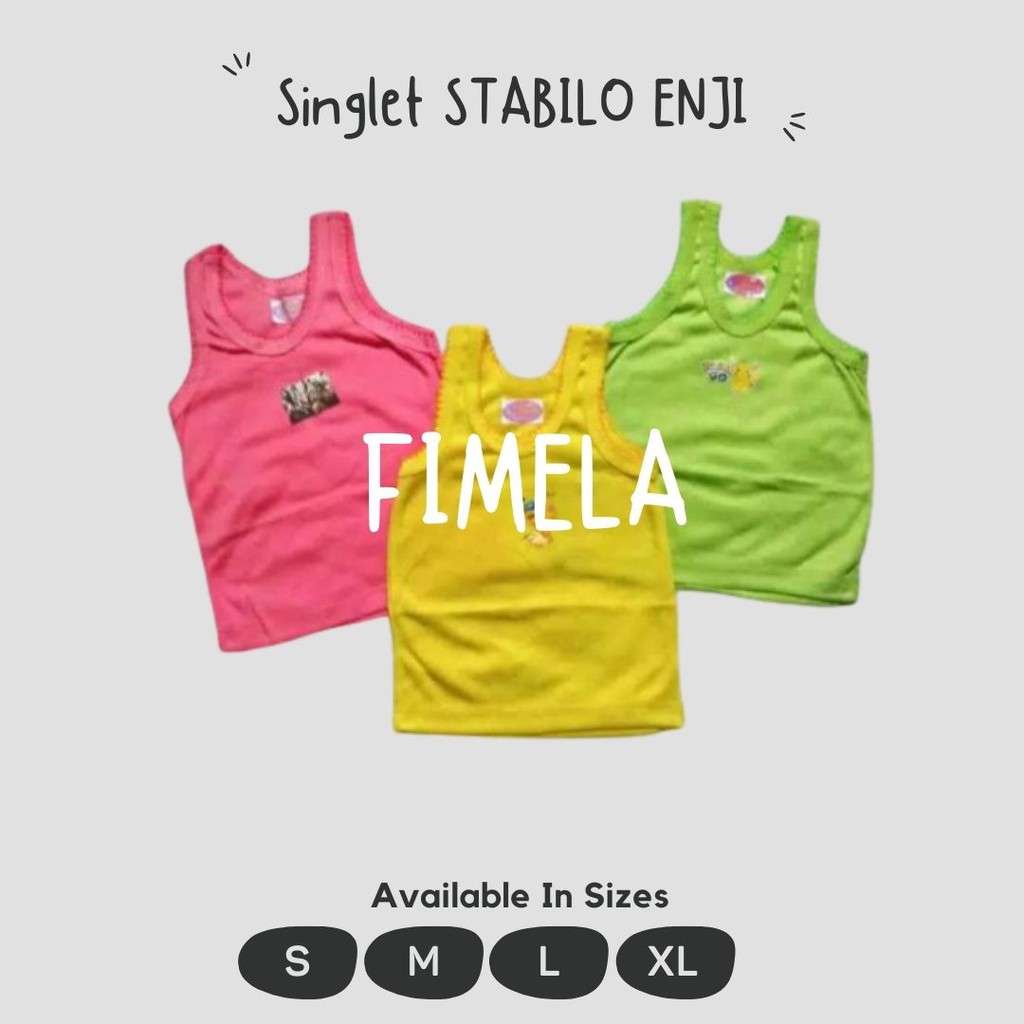 GROSIR 12 PCS KAOS DALAM ANAK CEWEK STABILO ENJI ROSE SIZE S M L XL -FIMELA.ID-