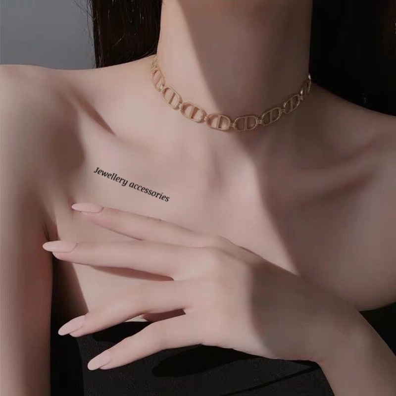 Kalung Titanium Choker Trending Gold Elegan Korea Fashion Style