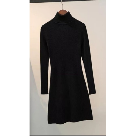 Dress Sweater Wanita Gaun Solid
