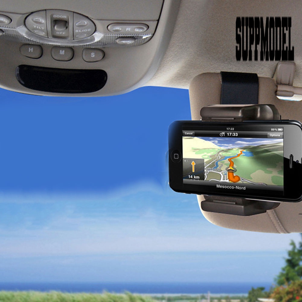 Stand Mount Sun Visor Mobil Rotasi 360 ° Holder Handphone / iPhone / Samsung / GPS