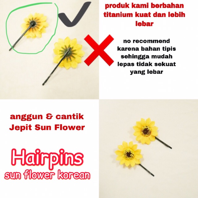 nadiSSE Jepit Rambut Anak Bunga Cantik/ Jepitan Bunga Matahari/ Aksesoris Jepit Rambut