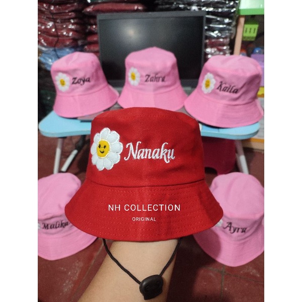 Topi Bucket Anak Polos/Custom Nama GRATIS Suka-Suka Usia 1-10 Tahun