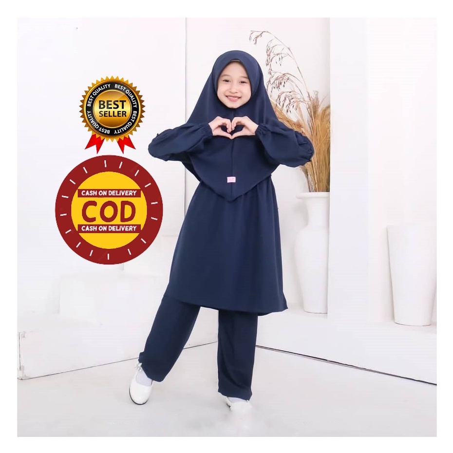 MRA - Baju stelan anak Fashion MUSLIM FREE HIJAB Usia 8-12 Tahun Baju anak perempuan Stelan anak perempuan terbaru