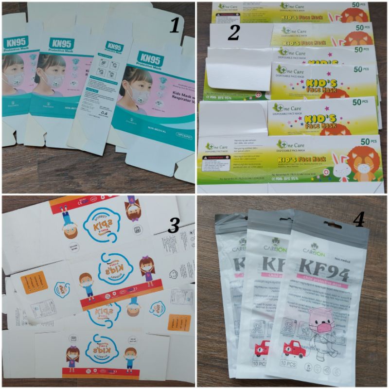 PLASTIK KARDUS MASKER ANAK MEDIS KOSONG I CARE ONE CARE KN95 KF94