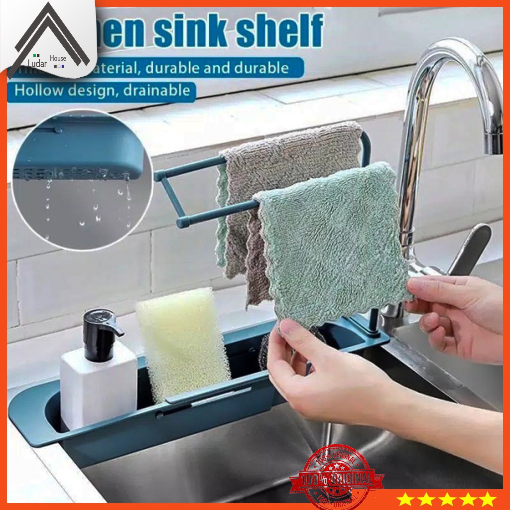 Rak Wastafel Cuci Piring Tempat Sabun Spons Cuci Piring Kain Lap Sink