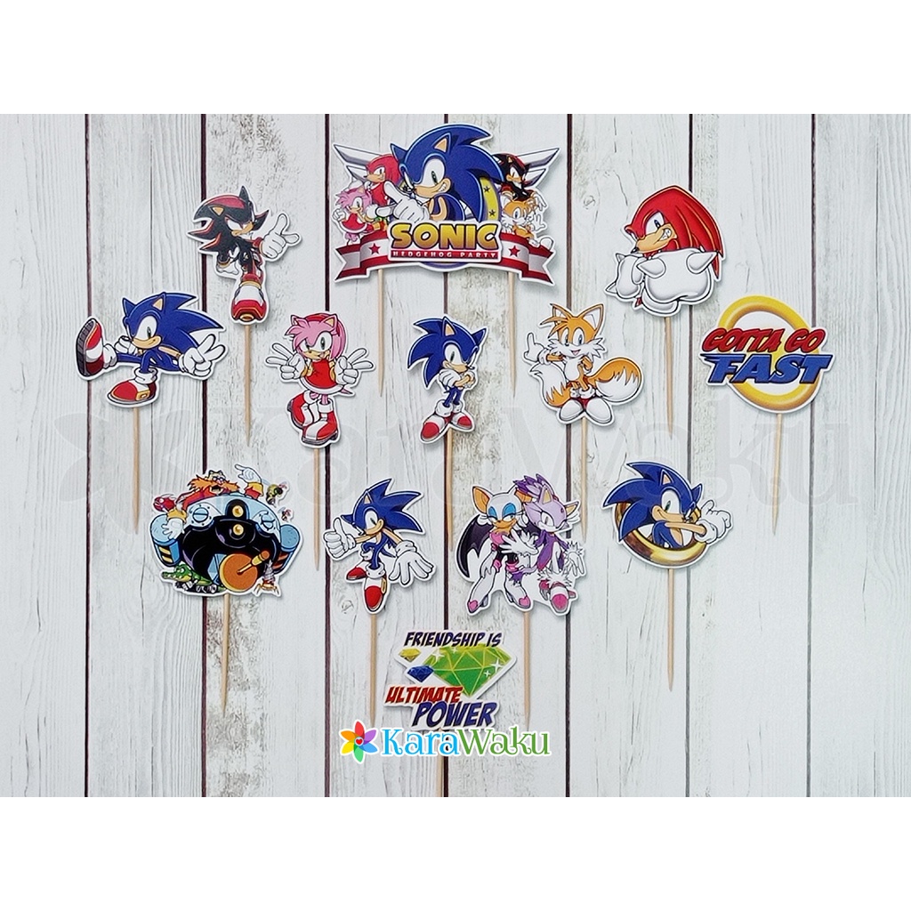 

Sonic The Hedgehog Birthday Cake Topper - Hiasan Dekorasi Tusuk Kue Cupcake Puding Ulang Tahun Knuckles Shadow Eggman Amy Rose