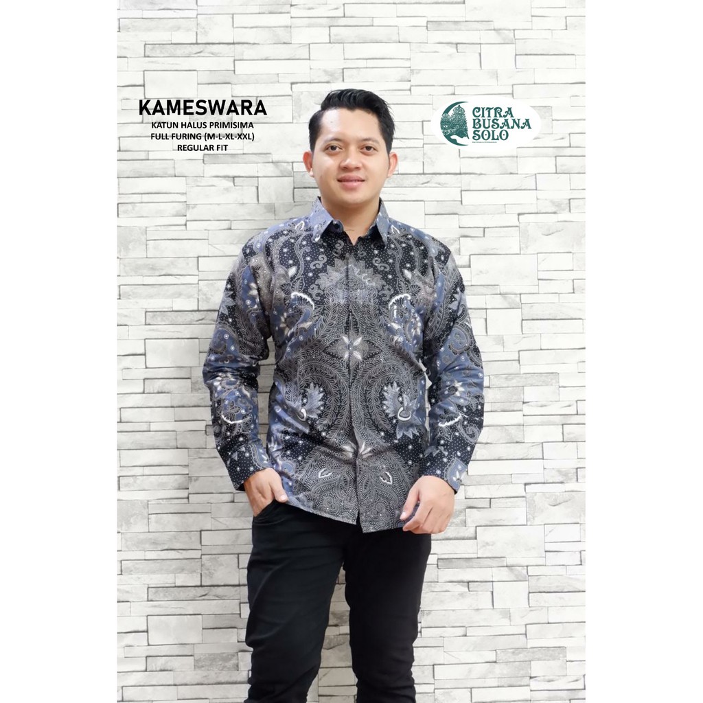 KAMESWARA Kemeja Batik Pria Full Furing Bahan Katun Primisima