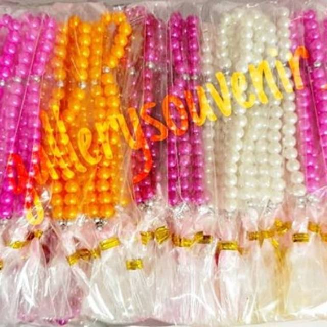 Souvenir Tasbih Mutiara warna Warni Packing Plastik dan Ikat Kawat Warna