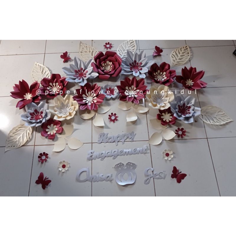 (FREE GIFT) dekorasi paperflower set paperflower murah bunga lamaran hiasan lamaran