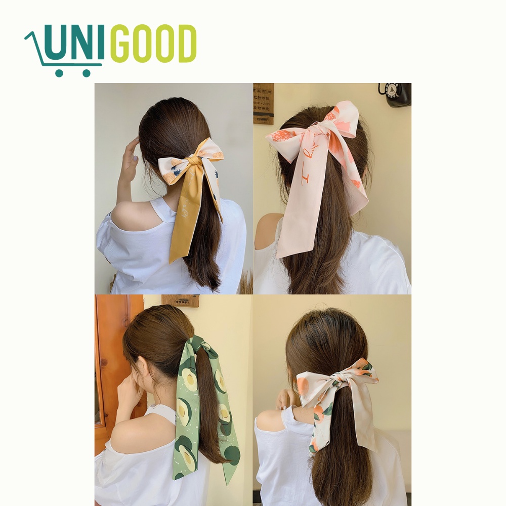 UNIGOOD - Premium Korean Satin Rambut Bandana Scarf Tas Mini Scarf Leher