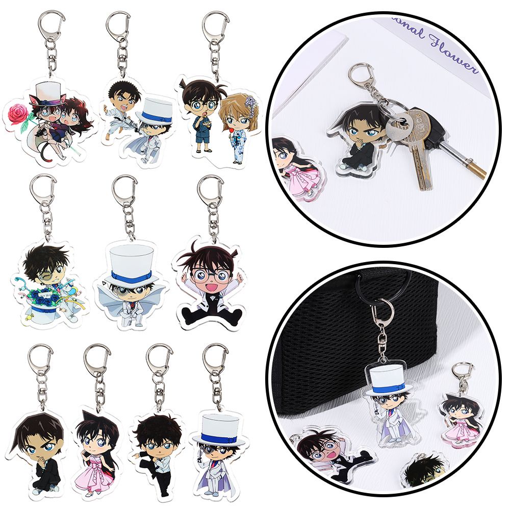 ROW Student gifts Acrylic Mau Lilan Double-sided pendant Detective Conan Shinichi Exquisite trinkets Animation peripherals Keychain Conan Metal