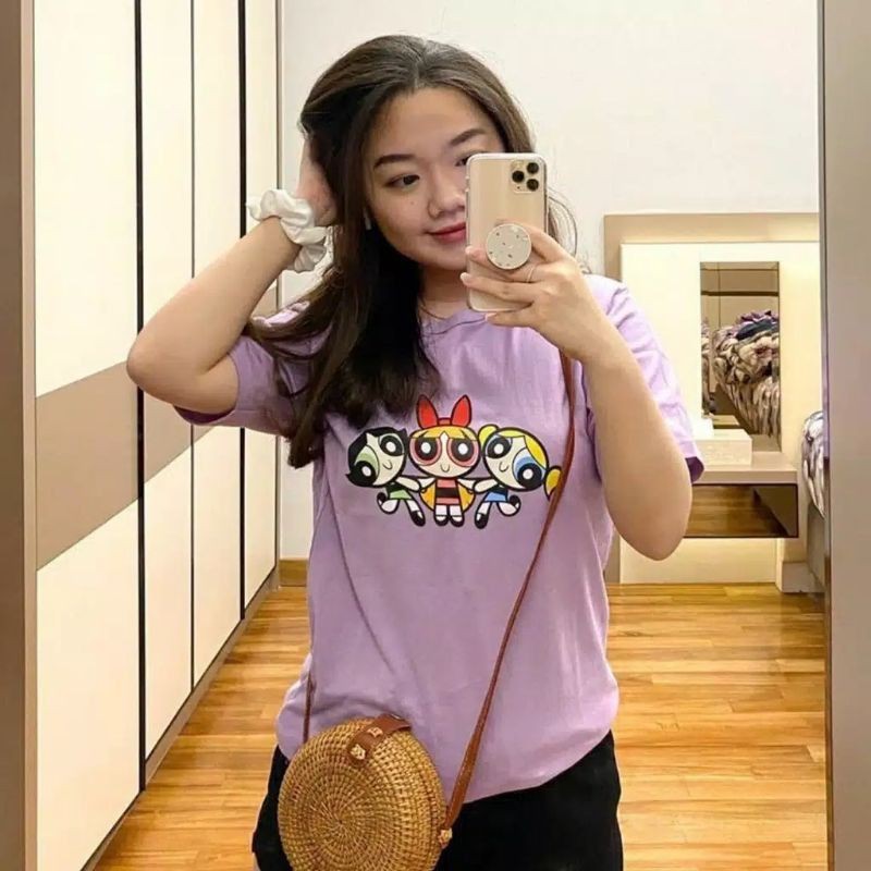kaos power puff girls lilac ungu big size