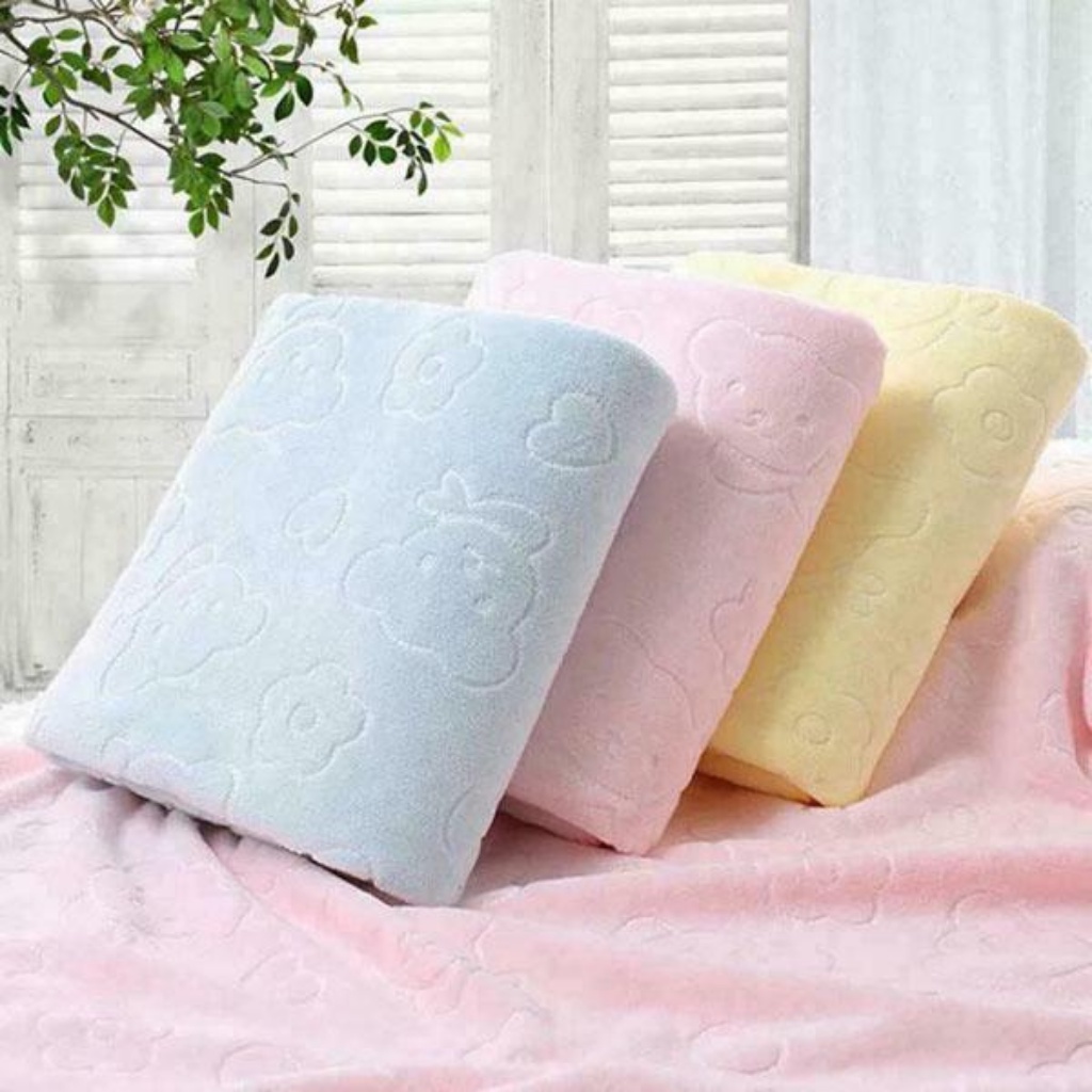 Handuk Bayi Tebal Lembut Microfiber Halus Ukuran 140 x 70 CM Unisex Bayi Dewasa