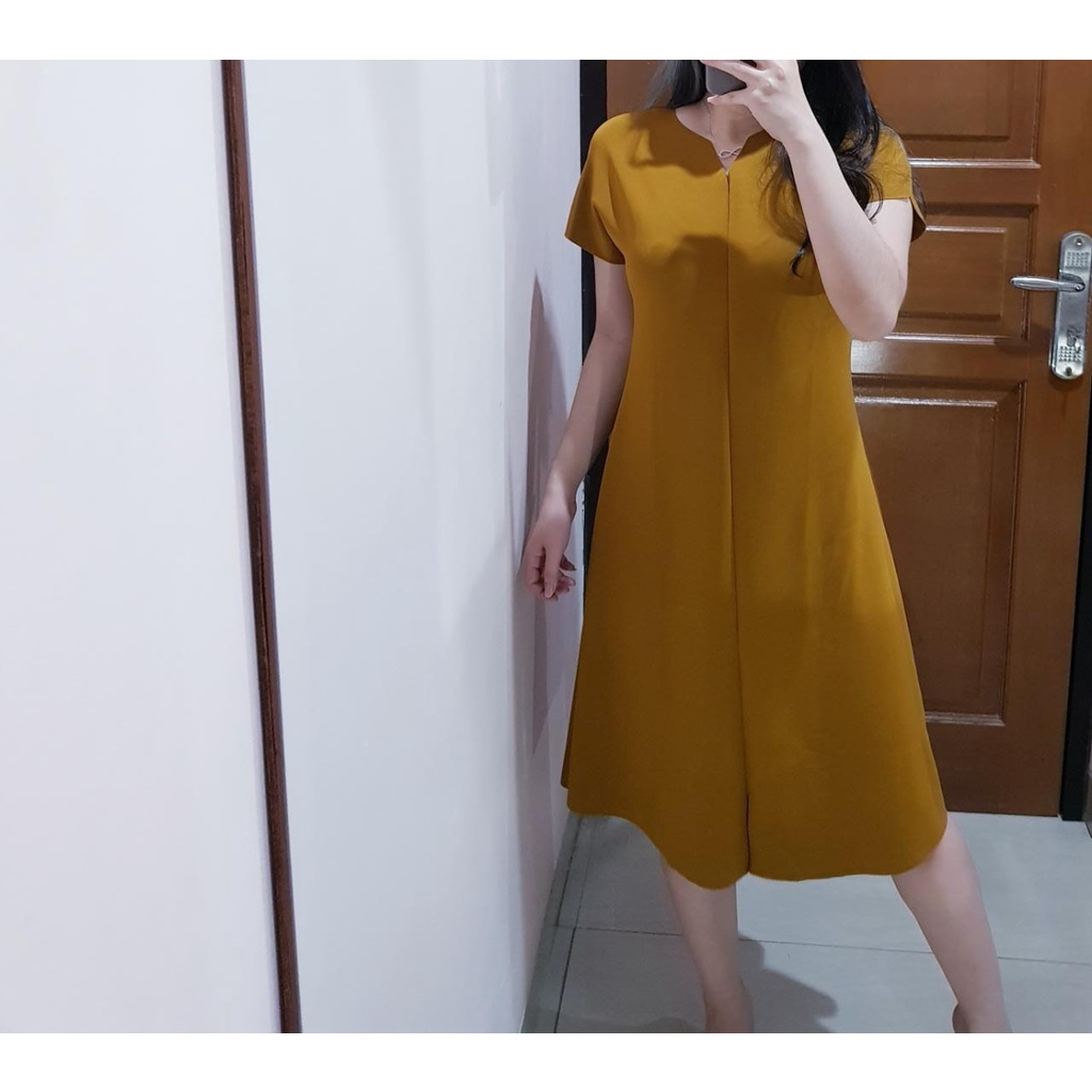 ready 3021 snowball vee dress scuba dress busui dress bumil friendly ada ukuran bigsize dress natal wanita