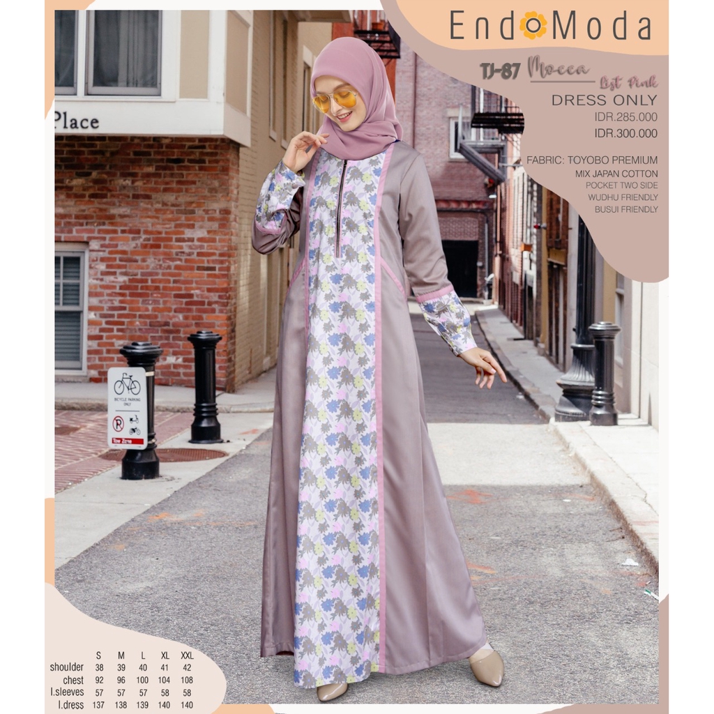 GAMIS MUSLIMAH ENDOMODA TJ 87 MOCCA LIST PINK