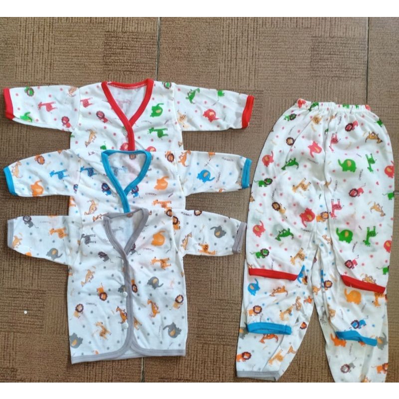 Setelan Bayi Panjang Pendek Kutung Motiv Animal Murah ECER 1 Stel