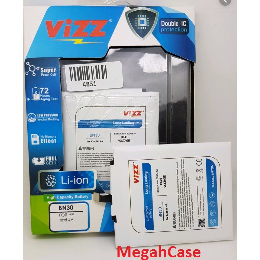 Baterai Vizz XIAOMI BN30 REDMI 4A DOUBLE POWER VIZZ ORIGINAL