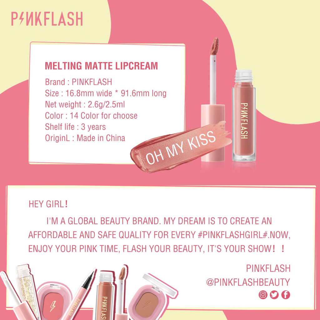 PINKFLASH Lasting Matte Lip cream I Lipcream I Pink Flash