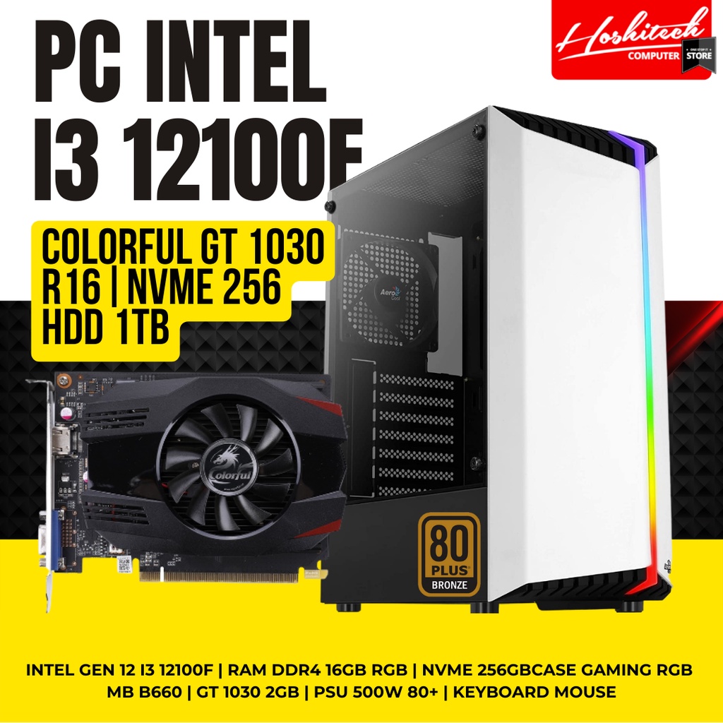 PC RAKITAN GAMING I3 12100F GTX 1650 OC R32 NVME 512GB HDD 1TB  GEN 12