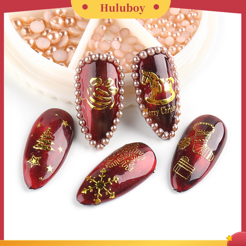 Huluboy Huluboy♡ Mutiara Imitasi Setengah Lingkaran 3D Aneka Warna Untuk Dekorasi Manicurenail Art DIY
