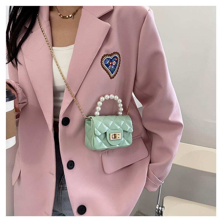 AND /COD / Tas Slempang Mini Dengan Mutiara Bahan Jelly Glossy Tas Pesta Wanita Gaya Korea Hits T213