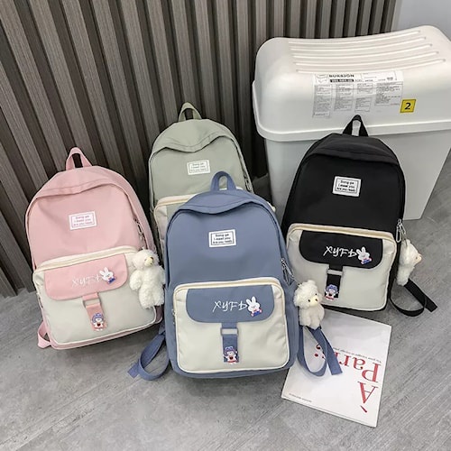 Tas Ransel Sekolah Wanita Korea Anti Air Backpack Wanita Kanvas Style Kuliah Resleting