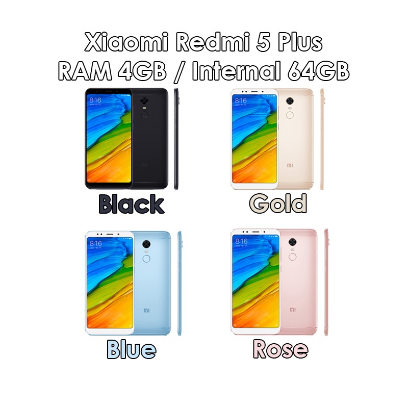 Xiaomi Redmi 5 Plus 4 64 64gb Black Gold Blue Rose Baru New Distributor Shopee Indonesia