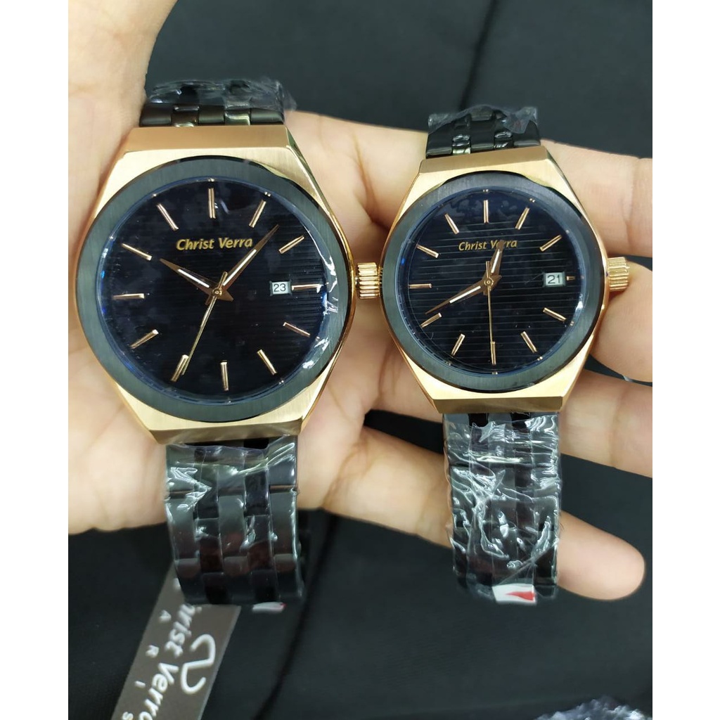 Jam Tangan Pria dan Wanita Christ Verra 10793G dan 10793L Original