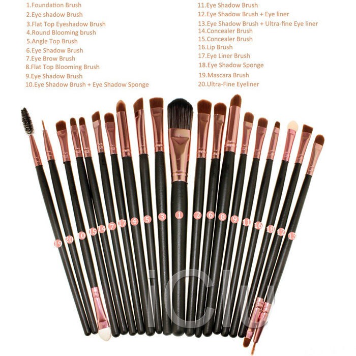 Kuas Make Up UK Professional Cosmetic Brush 20 Set