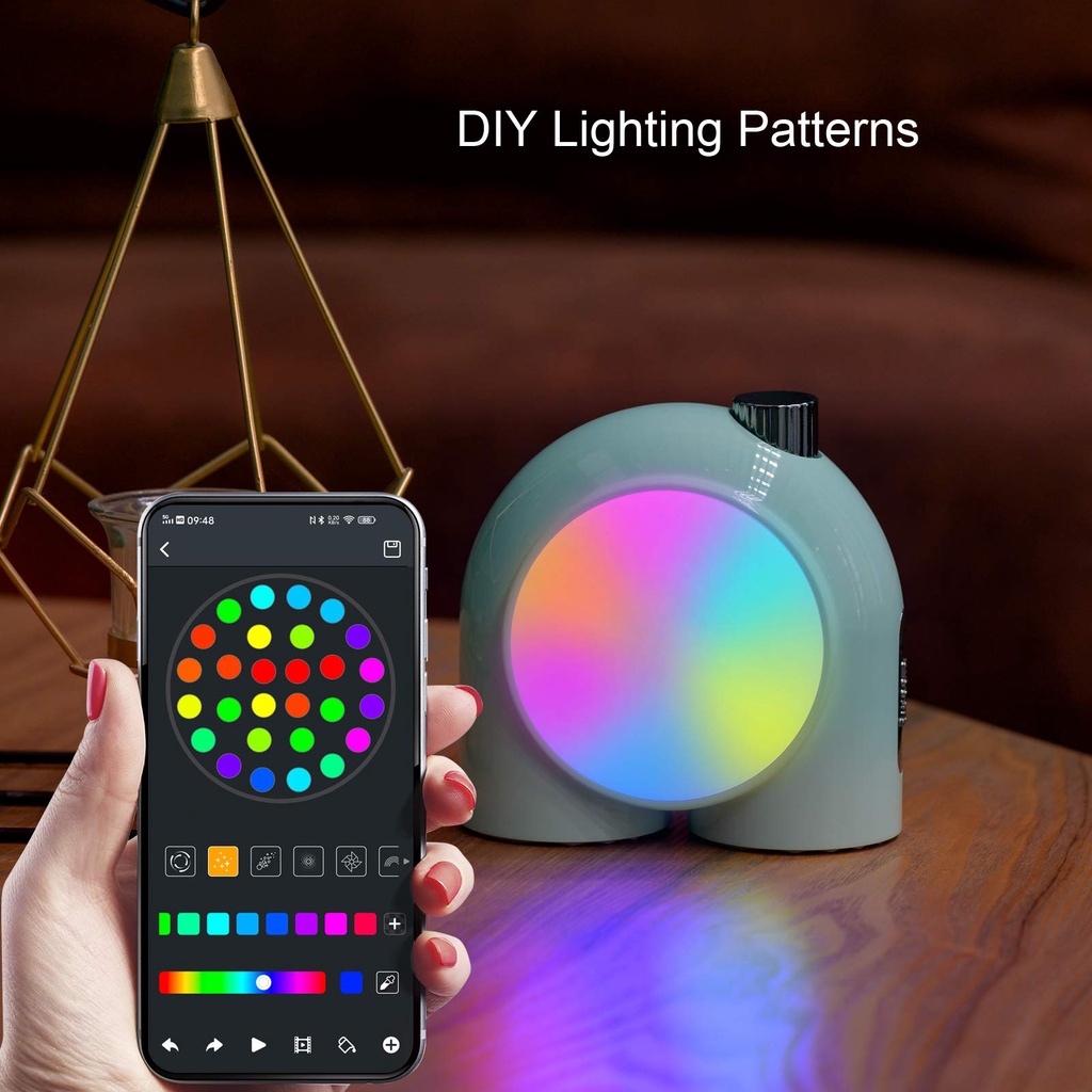 Divoom Planet-9 Smart Mood Lamp, Lampu Meja Tanpa Kabel dengan LED RGB yang Dapat Diprogram untuk Ruang Permainan Kamar Tidur Kantor, Hijau