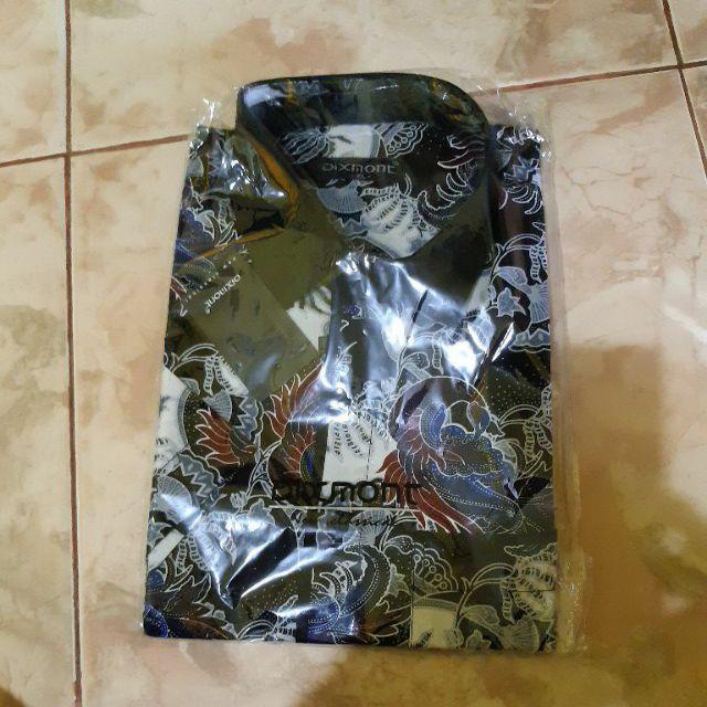 Kemeja Batik Pria Lengan Pendek Bs68 Katun Motif Modern Dixmont Semi Slimfit Premium