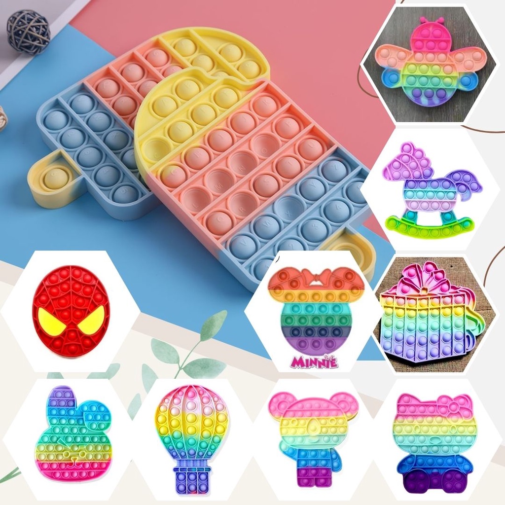 Pop it Rainbow Ready Stok Murah Popit Penghilang Stress Untuk Anak Dewasa Toy Bubble