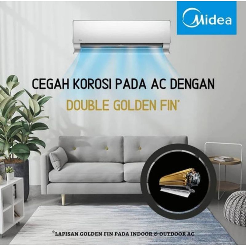 AC Midea 11/2 PK MSFC-12CRN1 GOLD FIN Anti karat anti jamur garansi resmi Midea Toshiba + instalasi pemasangan