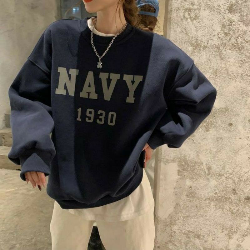 S - XXXXXL(6XL) Sweater NAVY 1930 Crewneck Harajuku OVERSIZE BIGSIZE Cute Pria Wanita 5XL 4XL 3XL 2L XXL Jacket Boy Girls Oversize Korean Style