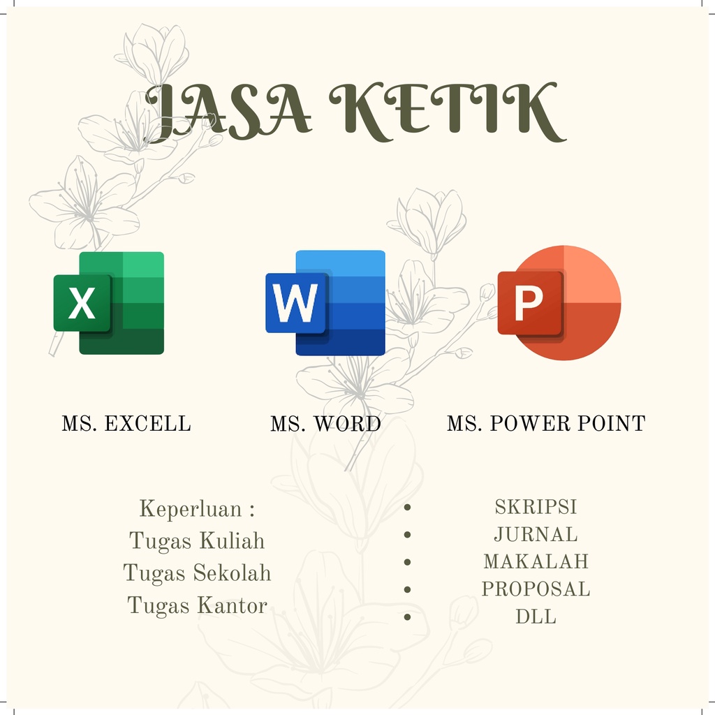 JASA KETIK WORD, EXCELL & PPT