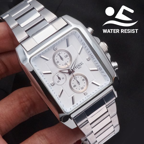Jam Tangan Pria Original Mike 8829M Rantai Stainless Steel Water Resist Proof