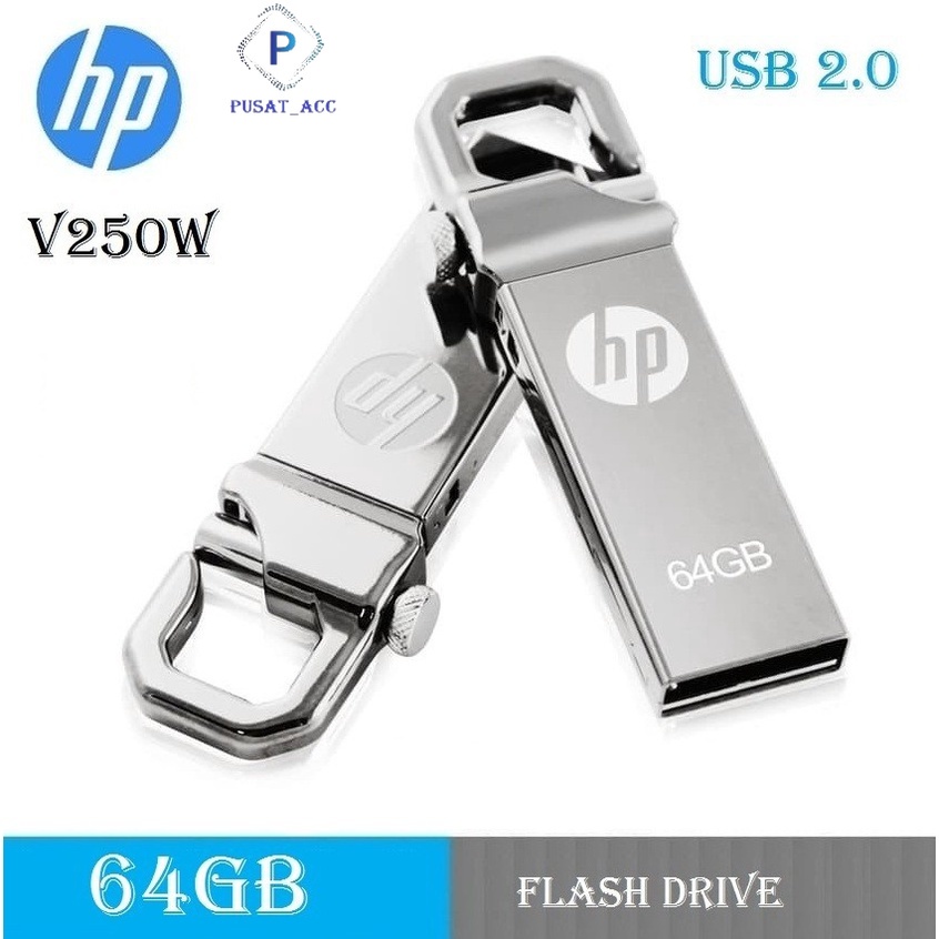 H64 - Flashdisk hp 64GB USB 2.0 - Flash Drive HP 64GB v250w Besi Metal