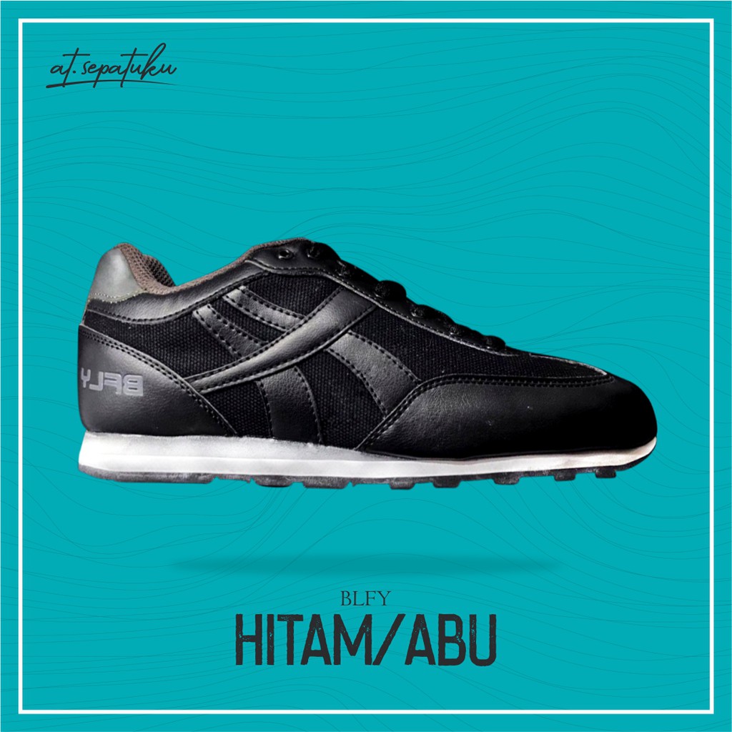 Sepatu Sekolah Sneakers Casual Murah BFLY Warna Hitam ukuran 41-44