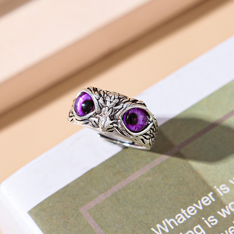 Retro Simple Adjustable Demon Eye Owl Rings For Women And Men / Multicolor Hip Hop Animal Finger Ring