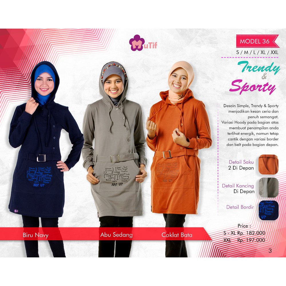 TERLARIS Baju hijab AtasanBlouseTunikBaju syari Baju Mutif model 36 muslimah