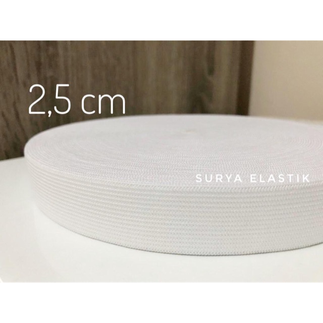 

SALE!! Karet elastik merek Surya ukuran 2,5cm per roll (25 meter)