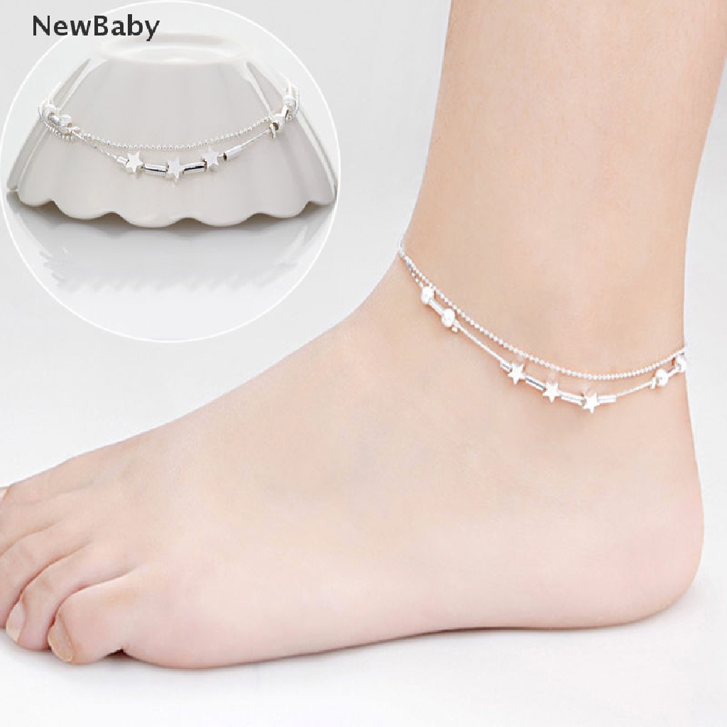 Gelang Kaki Rantai Lapis Silver 925 Untuk Wanita