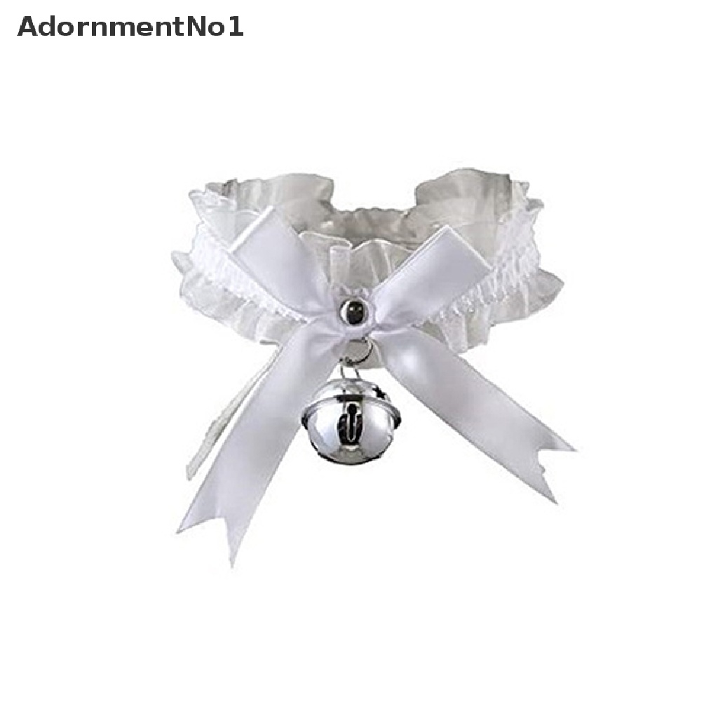 (AdornmentNo1) Kalung Choker Lace Sexy Gaya Gothic Aksen Pita + Lonceng Untuk Perhiasan Wanita