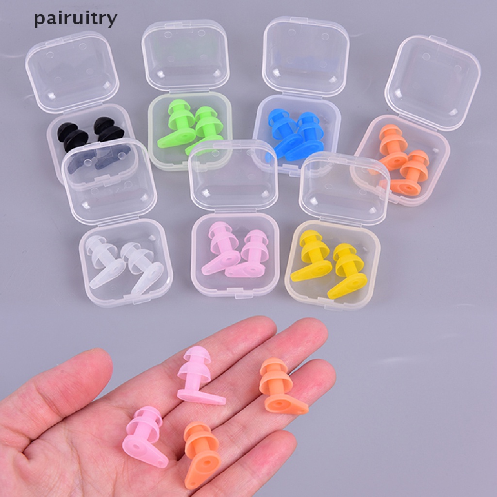 Prt 1 Pasang Earplugs / Penutup Telinga Bahan Silikon Anti Air Untuk Berenang / Olahraga Air PRT