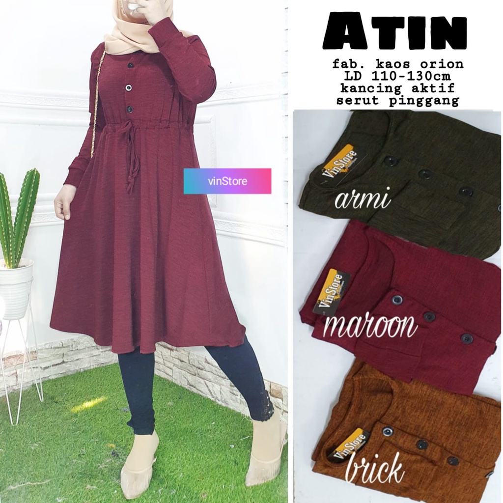 Atasan Tunik Wanita Kekinian Terbaru Harian Serut Pinggang Kaos Orion Import Ld 110 Atin